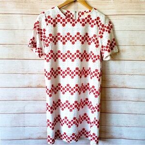 I. Madeline | Red and White Floral Embroidered Shift Dress | Main Squeeze